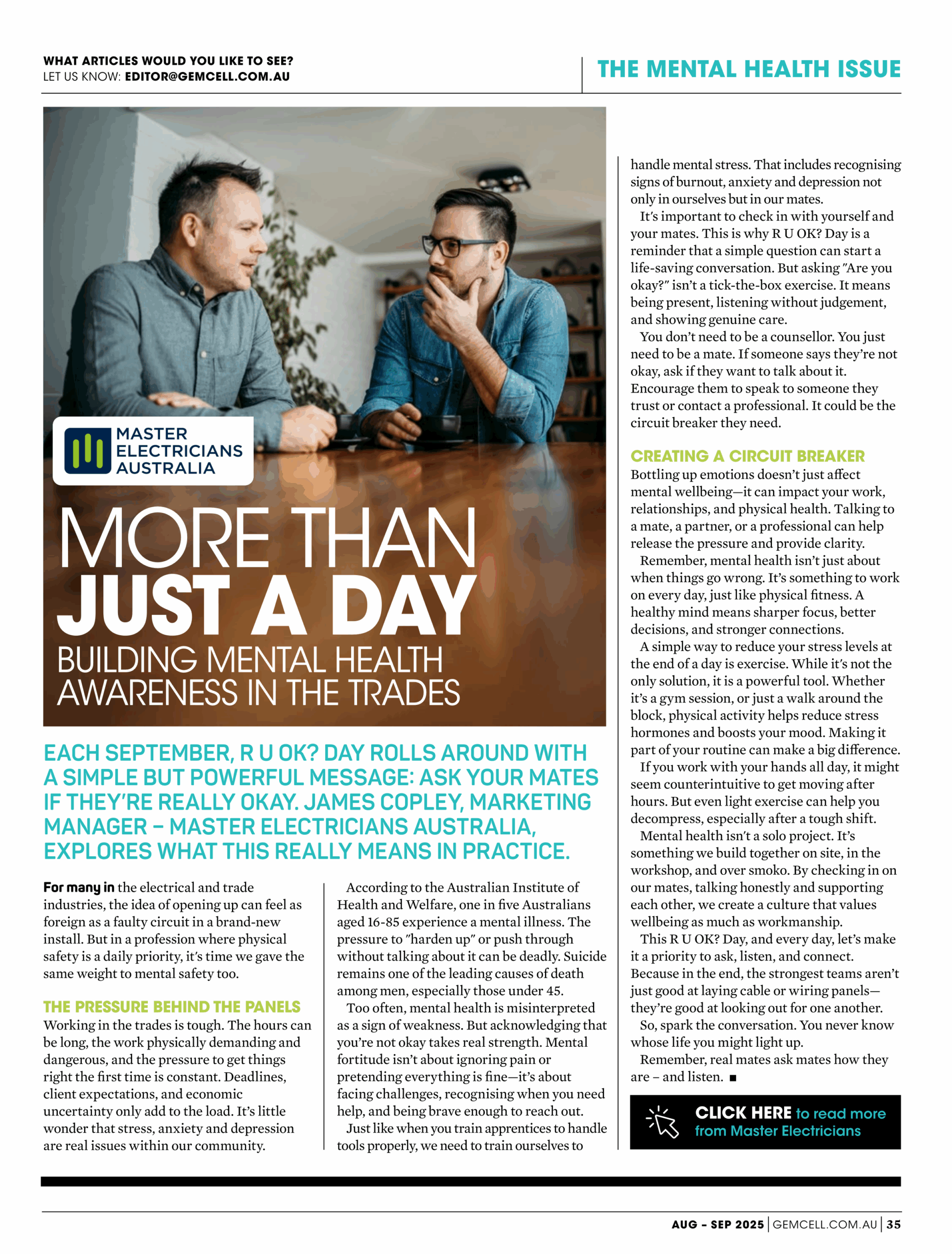 MEA - Gemcell Aug 2025 RUOK Day Article