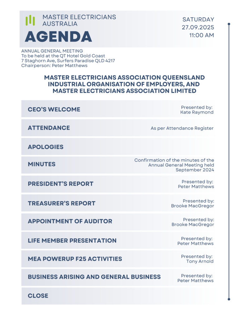 MEAL & MEAQ 2025 AGM Agenda